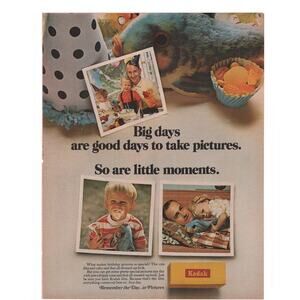 Kodak Film / Seagram VO Magazine Advertisement 1960s B&W Vintage Family Memories